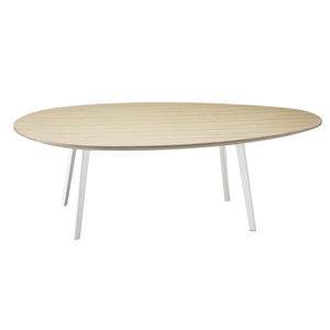 tavolino basso moderno / in MDF / in legno compensato / con supporto in acciaio