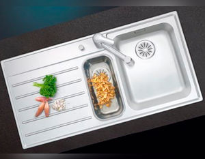 lavello a 2 vasche / in acciaio inox / da incasso / con gocciolatoio