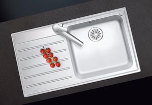 lavello a 1 vasca / in acciaio inox / da incasso / con gocciolatoio
