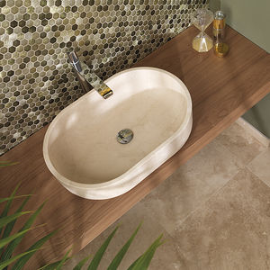 lavabo da appoggio / ovale / in pietra naturale / moderno