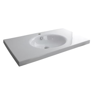 lavabo sospeso / rettangolare / in ceramica / moderno
