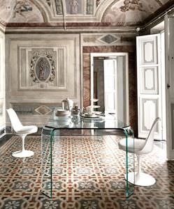 tavolo da pranzo moderno / in vetro curvato / rettangolare / curvo