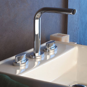 miscelatore doppio comando per lavabo / da appoggio / in metallo cromato / da bagno