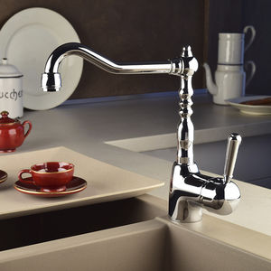 miscelatore in metallo cromato / da cucina / 1 foro / a becco orientabile