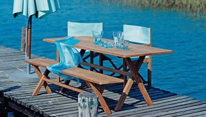 panca da giardino / pubblica / moderna / in teak