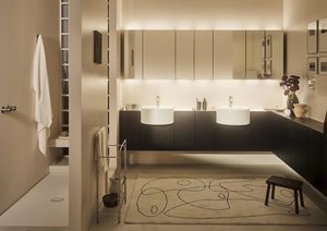 mobile pensile per bagno con specchio con illuminazione integrata 1