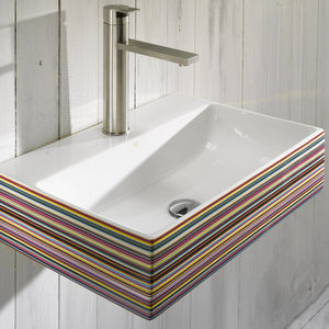 lavabo sospeso / rettangolare / in ceramica / moderno