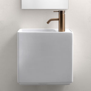 lavandino sospeso / rettangolare / in ceramica / contract