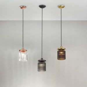 lampada a sospensione / moderna / in metallo / in vetro soffiato
