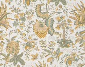 tessuto da tappezzeria / a fiori / in cotone / stampato a mano