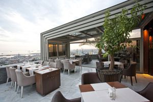 veranda autoportante / in alluminio / per ristorante / apertura telescopica