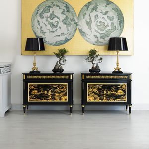 credenza con piedi alti / classica / in ciliegio / in ottone