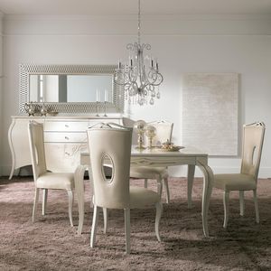 tavolo da pranzo in stile / in legno laccato / bianco