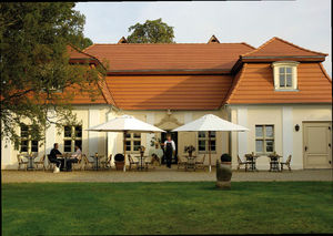 ombrellone per ristorante / per bar / in tessuto / in legno