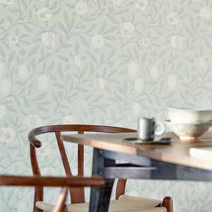 carta da parati moderna / motivo floreale / aspetto tessuto / grigia