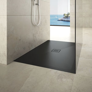 piatto doccia rettangolare / in ceramica / ultrapiatto / con canaletto di scarico