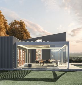 pergola autoportante / in alluminio / a lamelle orientabili / a lamelle frangisole