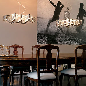 lampada a sospensione / moderna / in metallo / in vetro soffiato