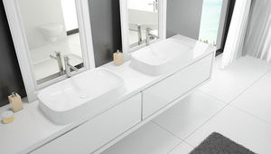 lavabo doppio / da appoggio / rettangolare / in ceramica