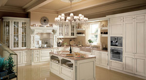 cucina classica / in legno laccato / con isola / a L