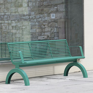 panca pubblica / moderna / in acciaio inox / con schienale