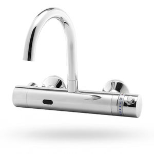 rubinetto per lavabo / da parete / in metallo / elettronico