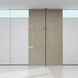 porta da interno / scorrevole / in vetro / in acciaio