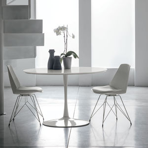 tavolo da pranzo moderno / in MDF laccato / in vetro temprato / in metallo verniciato