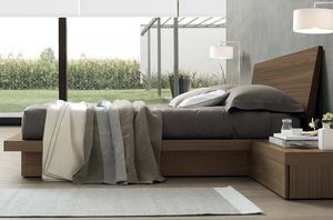 letto matrimoniale / moderno / con testiera / in tessuto