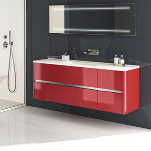 mobile lavabo doppio / sospeso / in legno / in resina