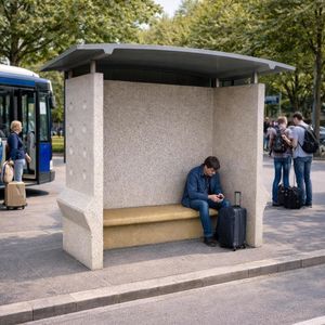 pensilina per fermata d'autobus in legno