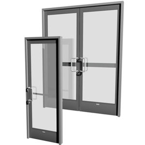 porta d'ingresso / battente / in alluminio / per edifici pubblici