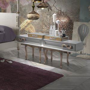 comodino in stile / in legno / con supporto in legno / rettangolare