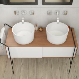 lavabo doppio / da appoggio / tondo / in Solid Surface