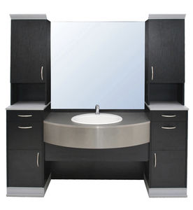 mobile lavabo da appoggio / in legno / moderno / con specchio