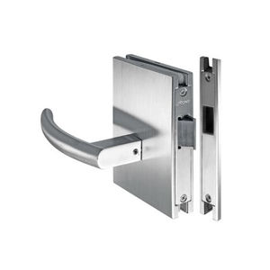 maniglia per porta a vetri / in acciaio inox / moderna / con serratura integrata
