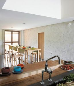 tavolo alto moderno / in quercia naturale / rettangolare / per ristorante