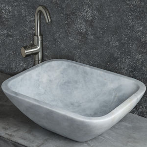 lavabo da appoggio / ovale / in marmo / moderno