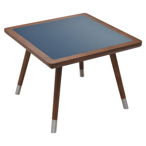 tavolino basso moderno / in legno / in vetro / con supporto in legno