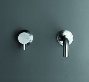 miscelatore per lavabo / da parete / in acciaio inox / da bagno