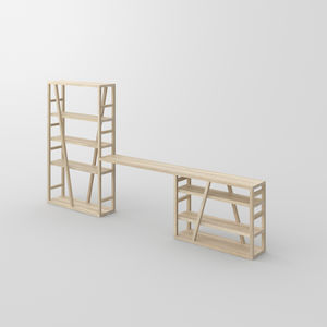 scaffale a paravento / design / in quercia / in noce