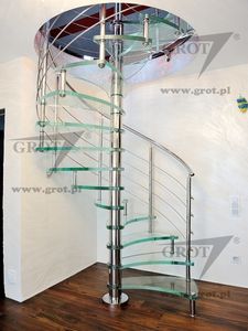 scala a chiocciola / con struttura in metallo / con gradini in vetro / senza alzata