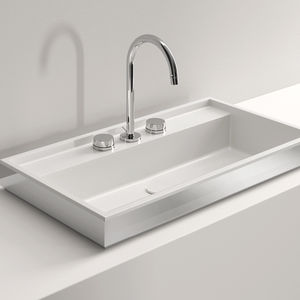 lavabo da appoggio / rettangolare / in acciaio / moderno