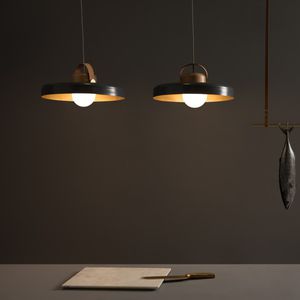 lampada a sospensione / moderna / in alluminio / in quercia