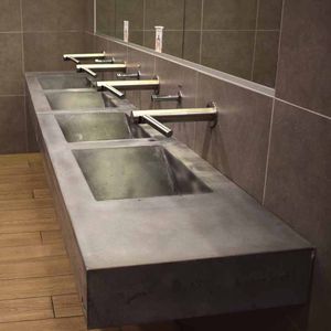 lavandino sospeso / rettangolare / in ceramica / contract