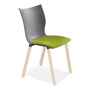 sedia visitatore moderna / imbottita / in faggio / in plastica