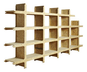 sistema di scaffali autoportante / moderno / in legno laccato / contract