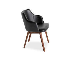 sedia da pranzo design scandinavo / imbottita / con braccioli / in pelle