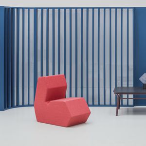 pouf design originale / in velluto / modulare / per edifici pubblici