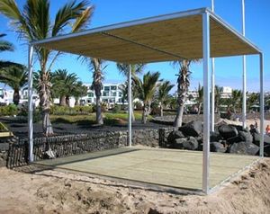pergola autoportante / in acciaio galvanizzato / con copertura scorrevole in tela / modulabile